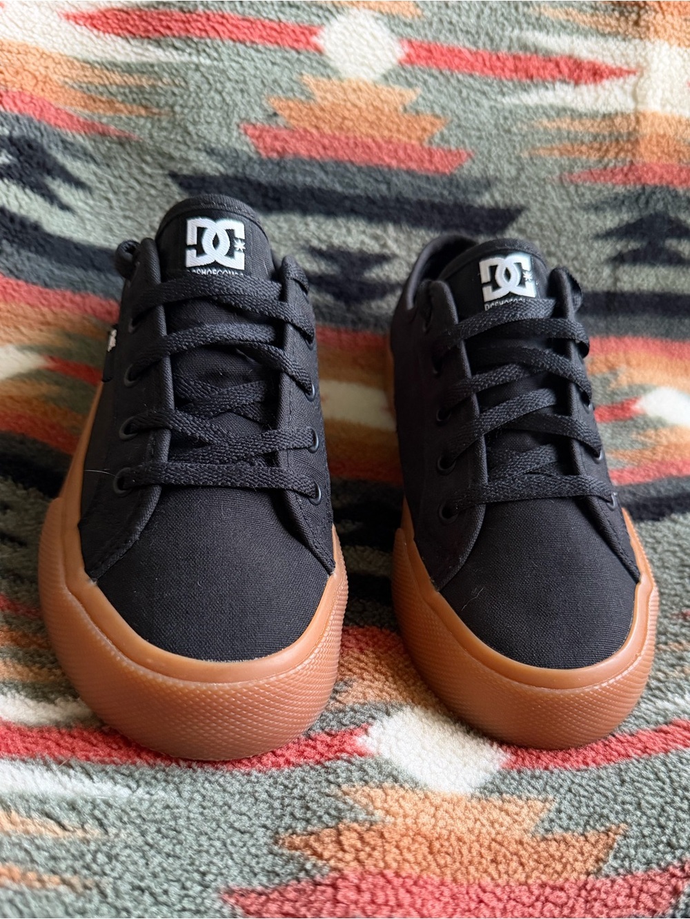 DC kids Black Canvas Sneakers with Gum Outsole